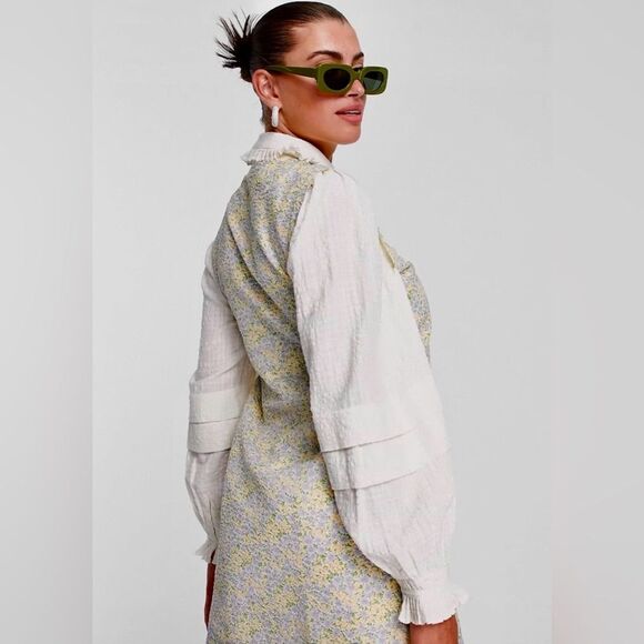 Lost Ink floral mini retro dress from ASOS size 8 pastel cotton puff sleeves - Picture 4 of 15